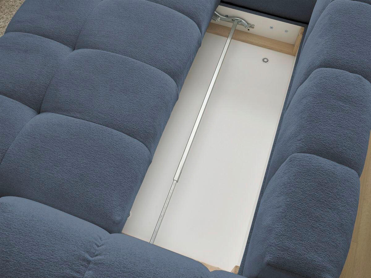 ECKSCHLAFSOFA EVEREST  mit Rücken echt, Armteil links, Armteil rechts Flachgewebe Dunkelblau  - Schwarz/Dunkelblau, MODERN, Kunststoff/Textil (320/212cm)