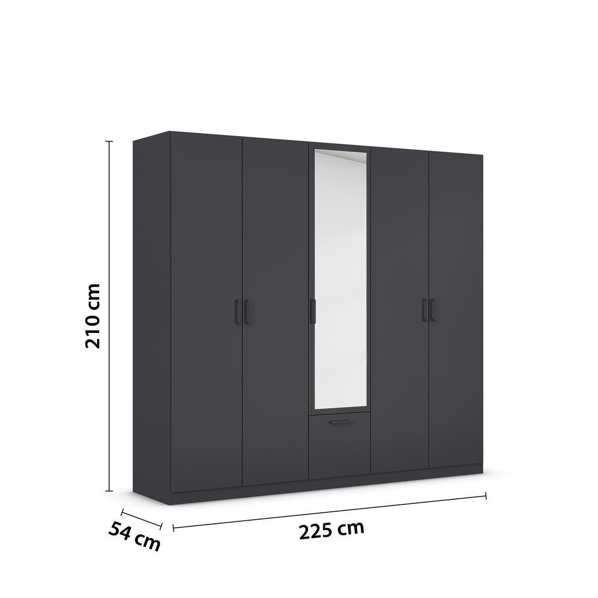KLEIDERSCHRANK in Grau  - Grau, Basics, Holzwerkstoff/Metall (226/210/54cm) - Boxxx