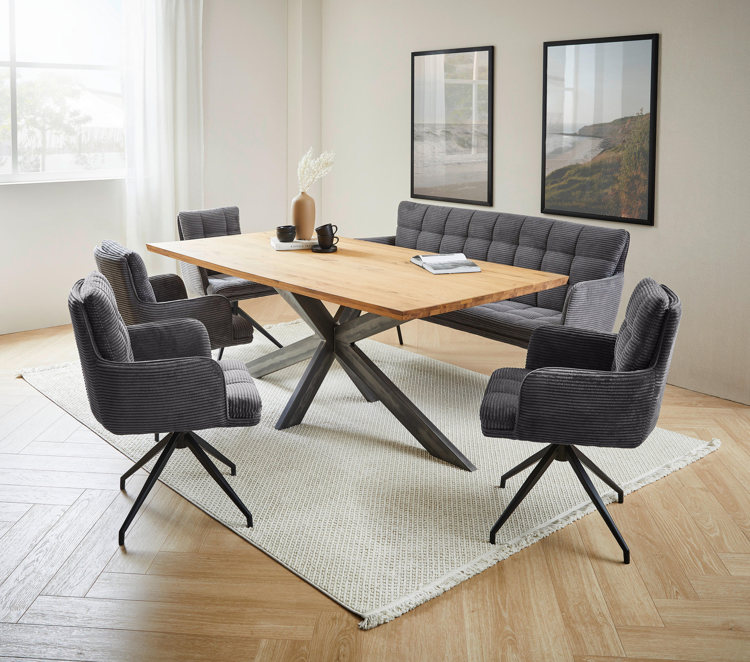 STOL MED ARMSTÖD järn manchester - blågrå/svart, Design, metall/textil (66/89/64cm) - Stylife