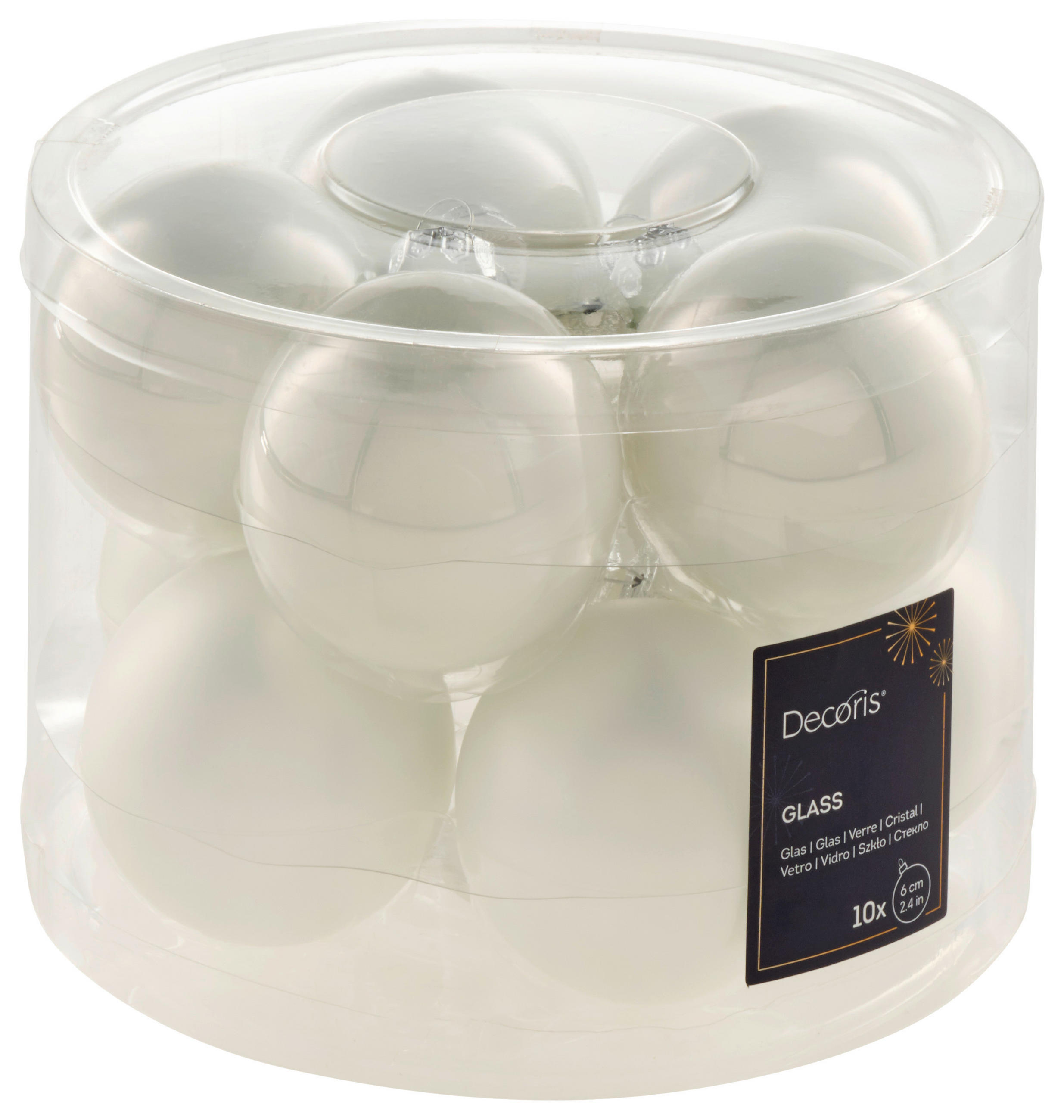 JULGRANSKULOR SET - vit, Klassisk, glas (6cm)