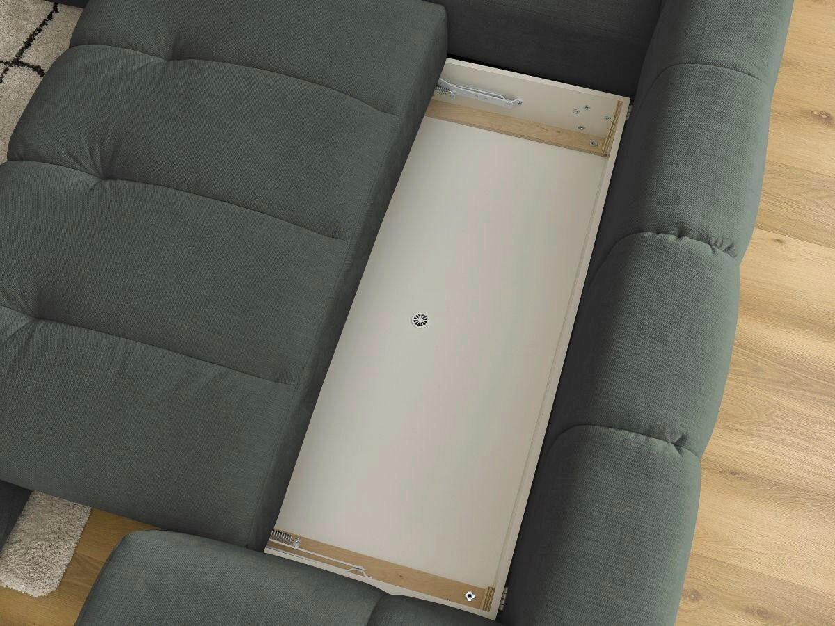 ECKSCHLAFSOFA FUJI Leinenoptik Grün  inkl.  - Schwarz/Grün, MODERN, Kunststoff/Textil (204/282cm)