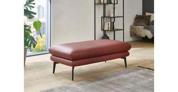 ECKSOFA in Echtleder Dunkelrot - Schwarz/Dunkelrot, Design, Leder/Metall (310/180cm) - Dieter Knoll