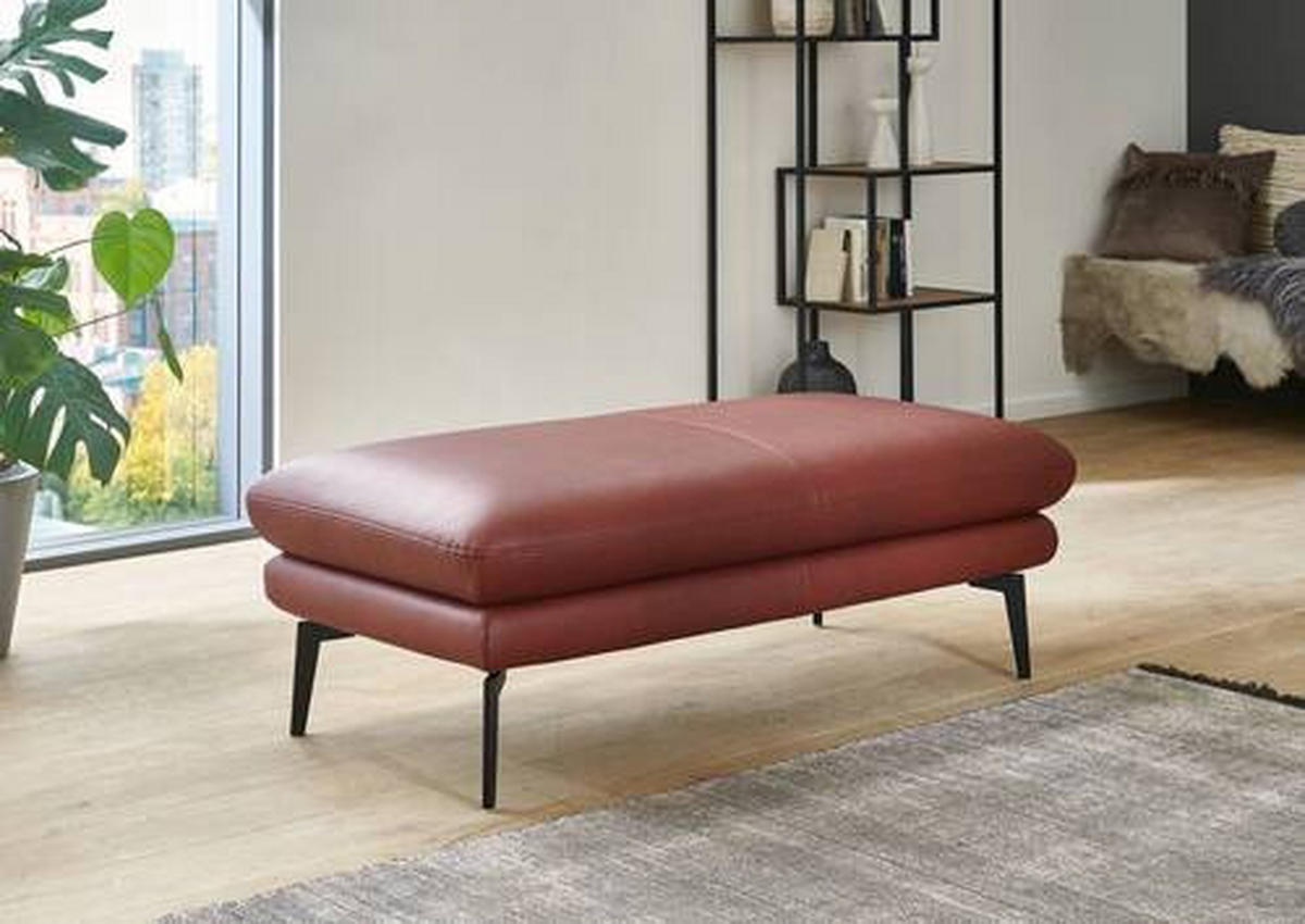 ECKSOFA in Echtleder Dunkelrot  - Schwarz/Dunkelrot, Design, Leder/Metall (310/180cm) - Dieter Knoll