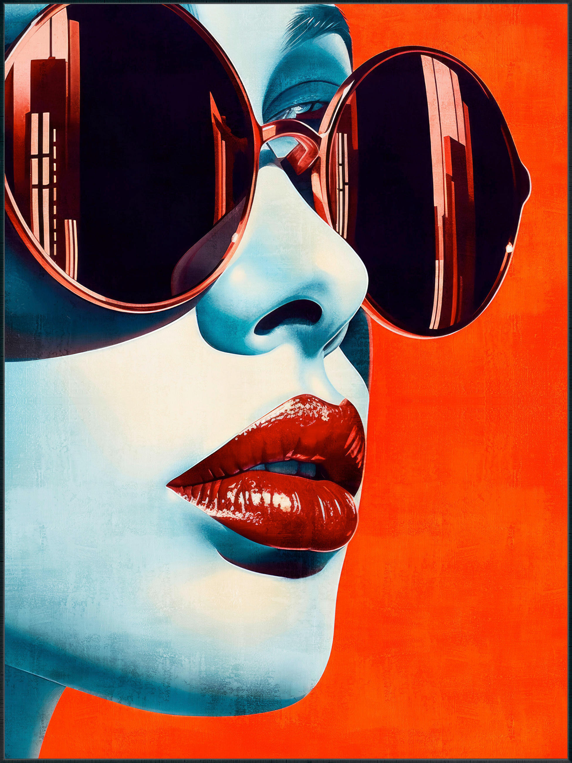 Monee Ölgemälde Rot, Schwarz 90x120 cm