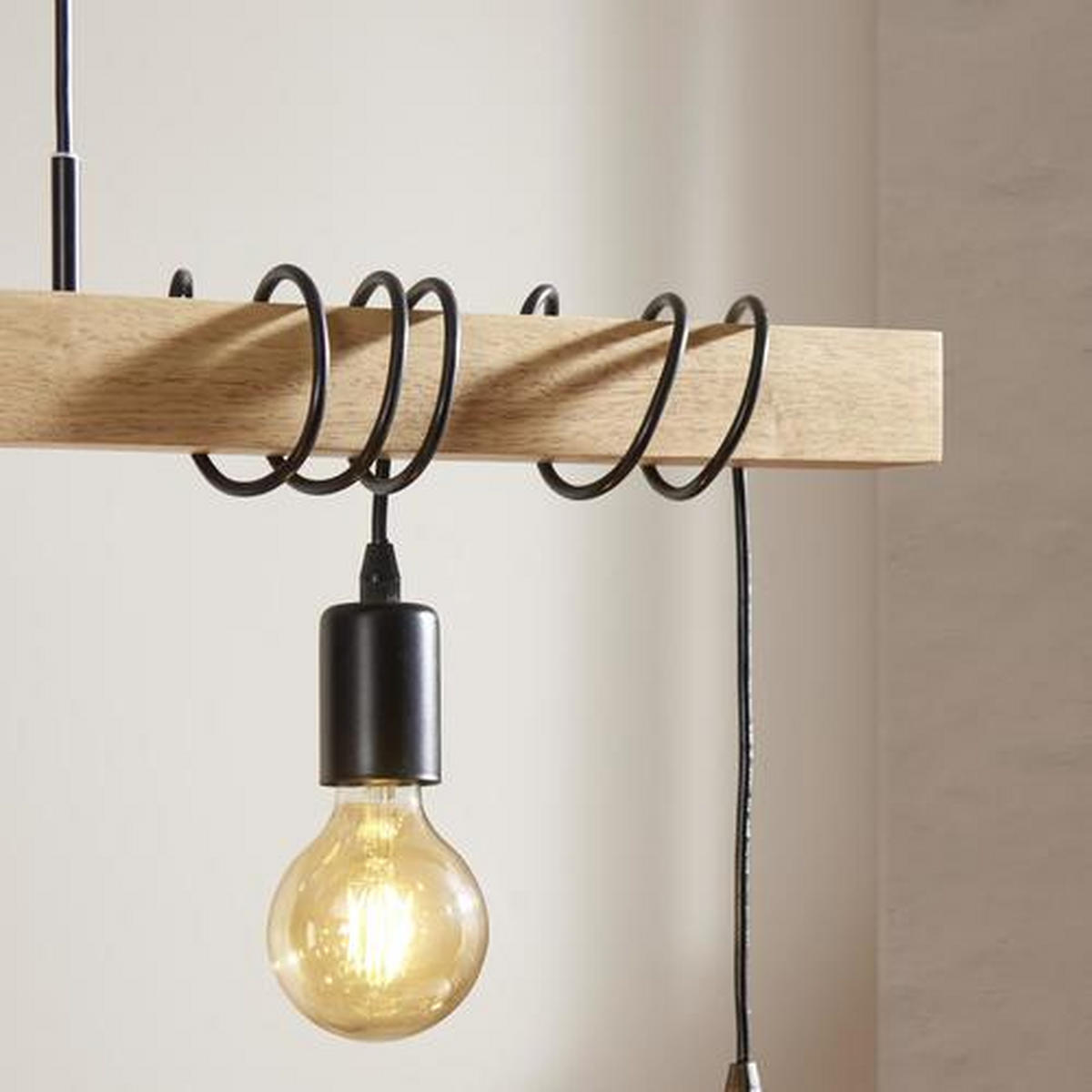 HÄNGELEUCHTE   100 cm  - Schwarz/Braun, Lifestyle, Holz/Metall (100cm) - Marama
