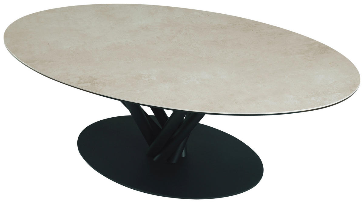COUCHTISCH ESG 120/70/42 cm oval Schwarz, Taupe  - Taupe/Schwarz, Design, Glas/Keramik (120/70/42cm) - Belluti