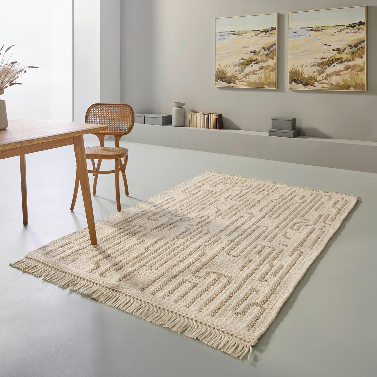 HANDWEBTEPPICH 130/190 cm Beige  - Beige, Design, Textil (130/190cm) - Linea Natura
