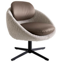 SESSEL in Echtleder Braun, Beige  - Beige/Schwarz, Design, Leder/Textil (77/82/75cm) - Koinor