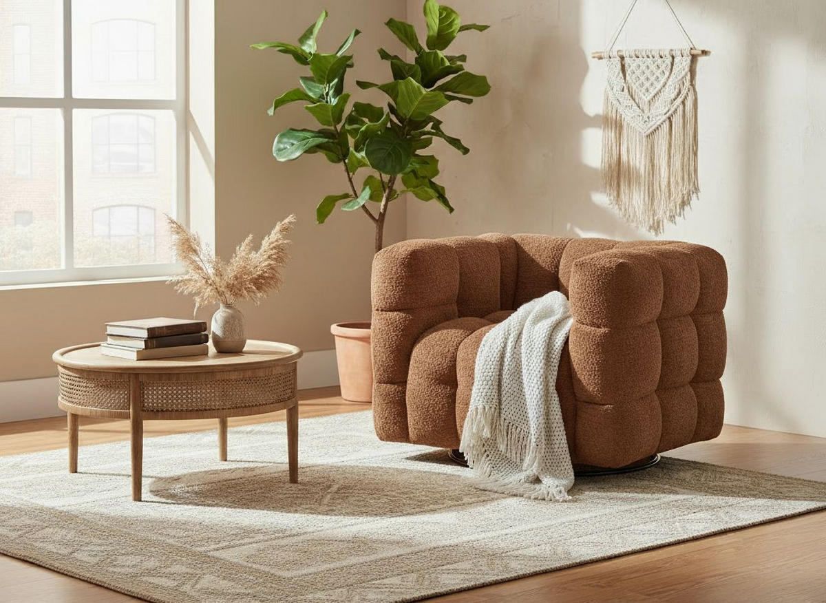 SESSEL in Bouclé Orange  - Schwarz/Orange, Design, Textil/Metall (94/83/71cm) - Livetastic