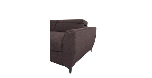 ECKSOFA Dunkelbraun Velours Bettkasten, Schlaffunktion, Rücken echt, Kopfteilverstellung, Liegefläche im Originalstoff  - Dunkelbraun/Schwarz, KONVENTIONELL, Textil/Metall (217/255cm) - Carryhome