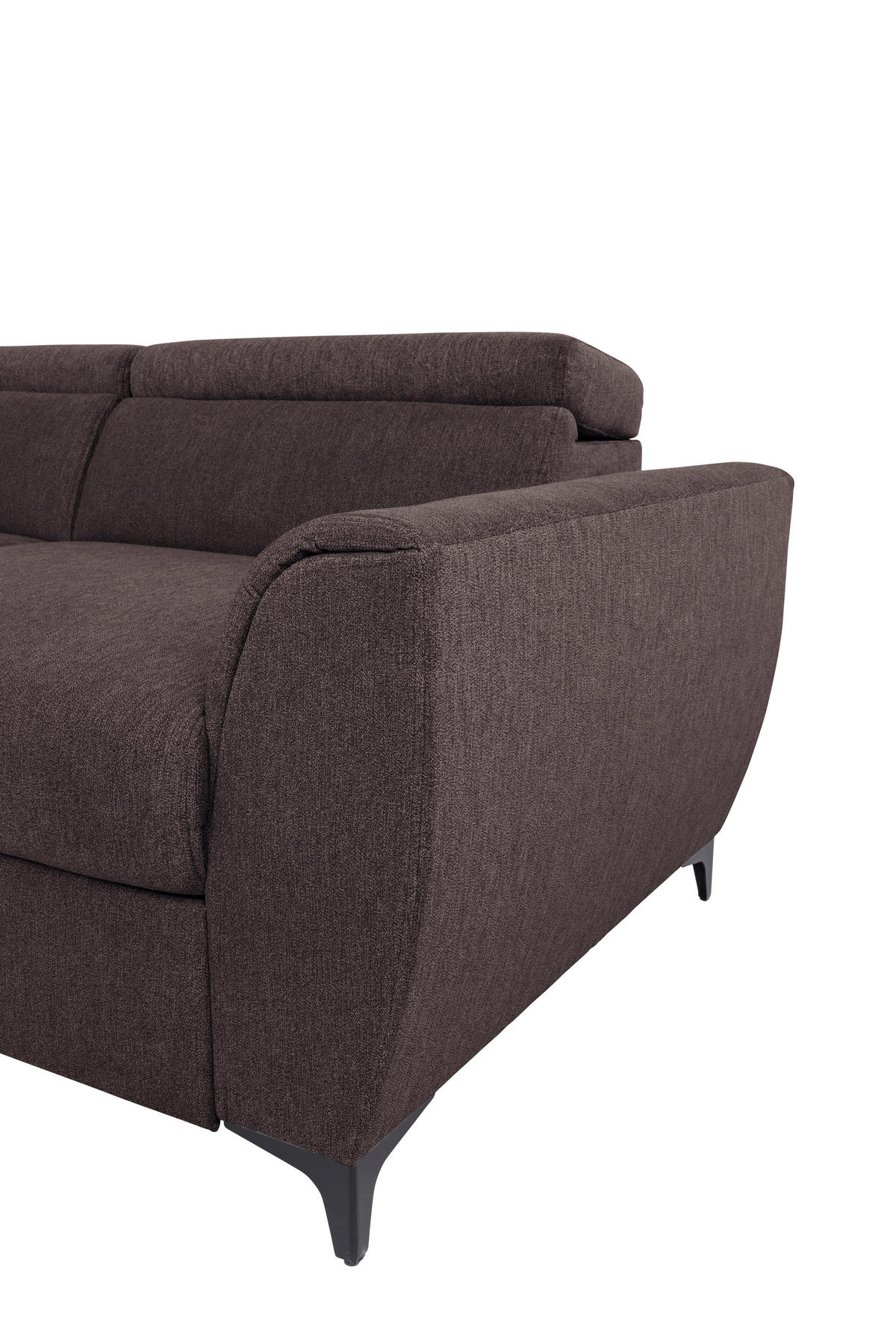 ECKSOFA in Velours Dunkelbraun  - Dunkelbraun/Schwarz, Konventionell, Textil/Metall (217/255cm) - MID.YOU