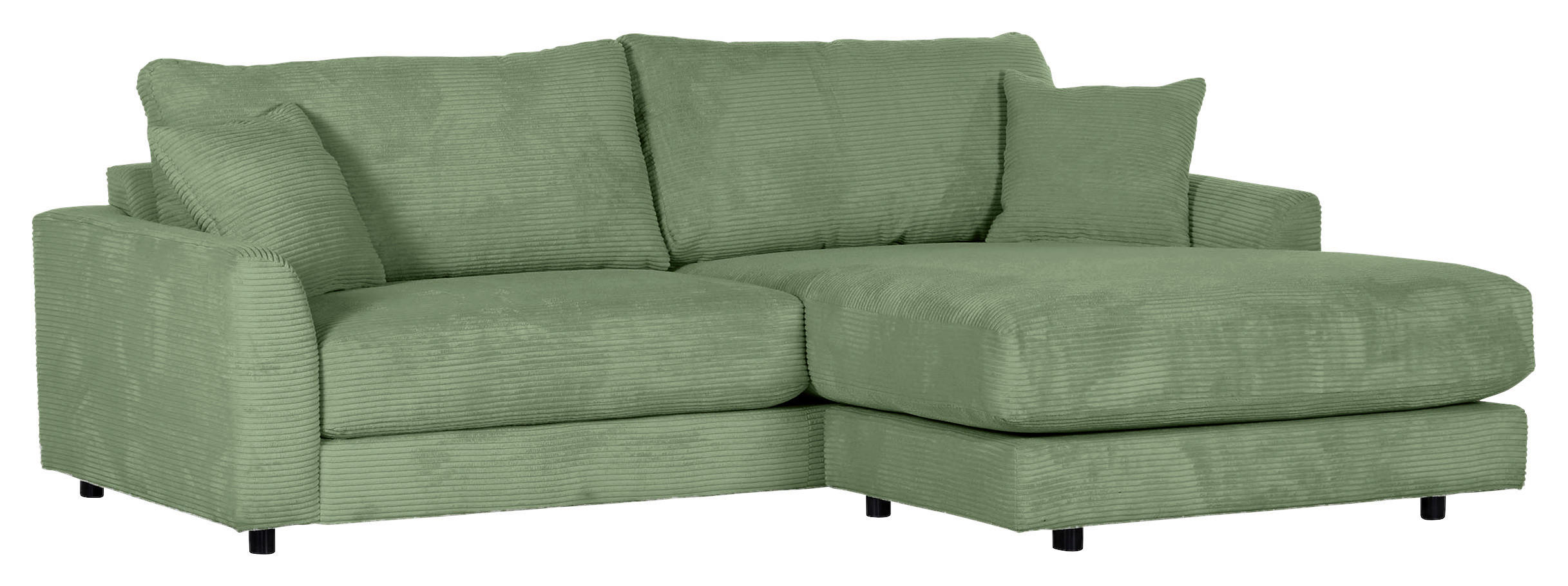 ECKSOFA Olivgrün Cord  - Schwarz/Olivgrün, Design, Kunststoff/Textil (240/175cm) - Landscape