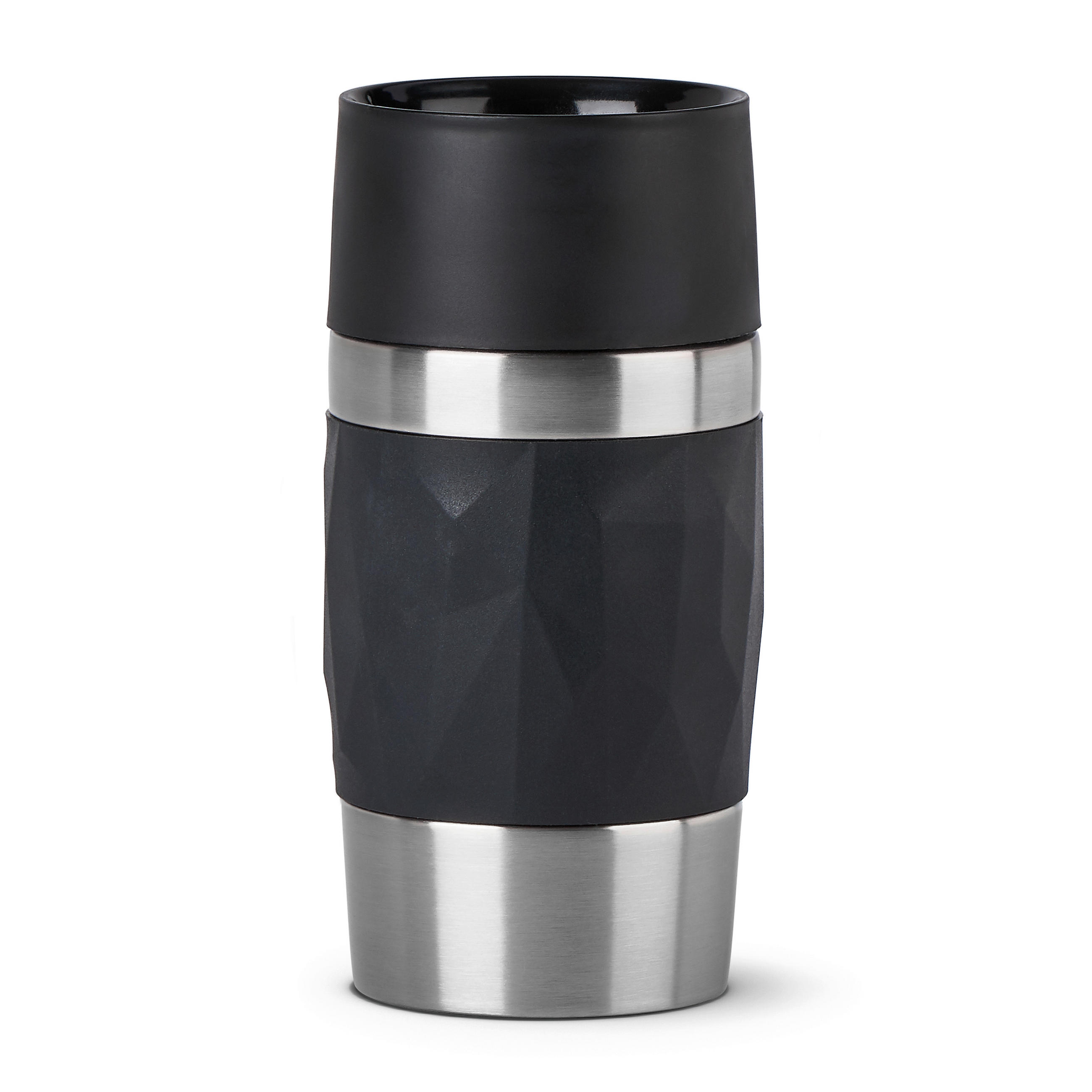THERMOBECHER TRAVEL MUG COMPACT 0,3 L  - Schwarz, Basics, Kunststoff/Metall (7,2/15cm) - Emsa