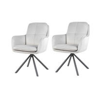 ARMLEHNSTUHL-SET 2 Stück Sitzfläche 360° drehbar, inklusive Armlehnen Samt, Velours  - Hellgrau/Schwarz, MODERN, Textil/Metall (63/89/70cm) - MID.YOU