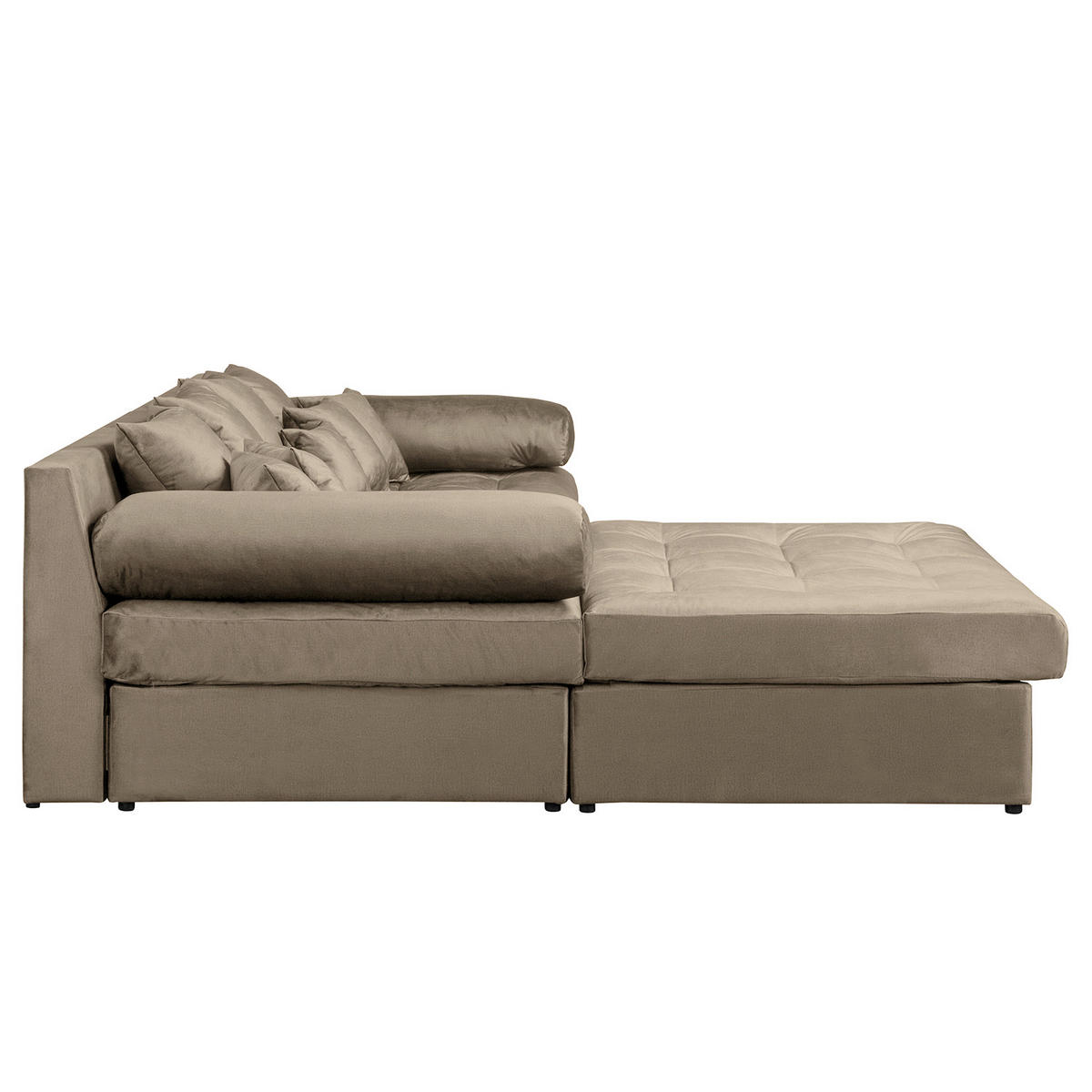 ECKSOFA Naomi in Velours Braun Rückenkissen  243/284 cm  - Schwarz/Braun, Design, Kunststoff/Textil (243/284cm) - P & B