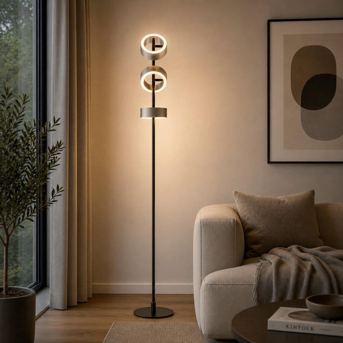 LED-STEHLEUCHTE - Schwarz/Braun, Design, Kunststoff/Metall (15/150cm) - Brilliant