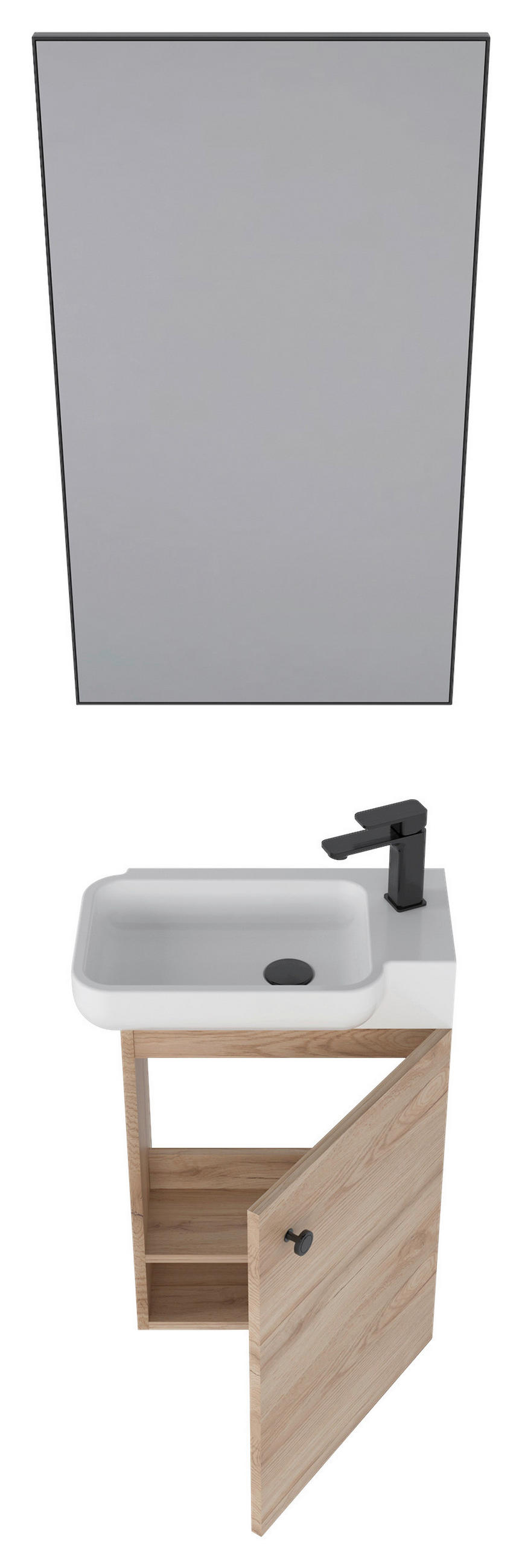 GÄSTEBAD 55 cm  - Eichefarben/Weiß Hochglanz, MODERN, Keramik/Holzwerkstoff (55cm) - MID.YOU