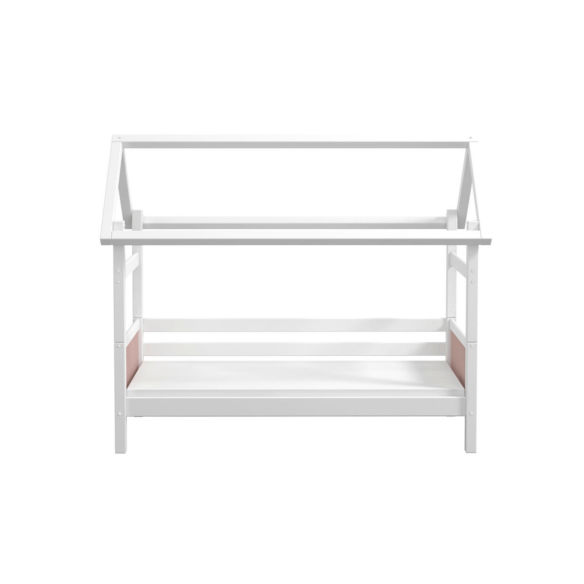 HAUSBETT 90/200 cm,  in Rosa, Weiß, Rollrost  - Rosa/Weiß, MODERN, Holz (90/200cm) - Chameo