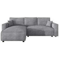 ECKSOFA Grau Cord Zierkissen, Rückenkissen, Bettkasten, Schlaffunktion, Rücken echt, Liegefläche im Originalstoff  - Schwarz/Grau, MODERN, Kunststoff/Textil (190/280cm) - Carryhome