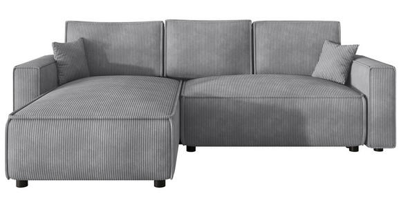 ECKSOFA Grau Cord Zierkissen, Rückenkissen, Bettkasten, Schlaffunktion, Rücken echt, Liegefläche im Originalstoff  - Schwarz/Grau, MODERN, Kunststoff/Textil (190/280cm) - Carryhome