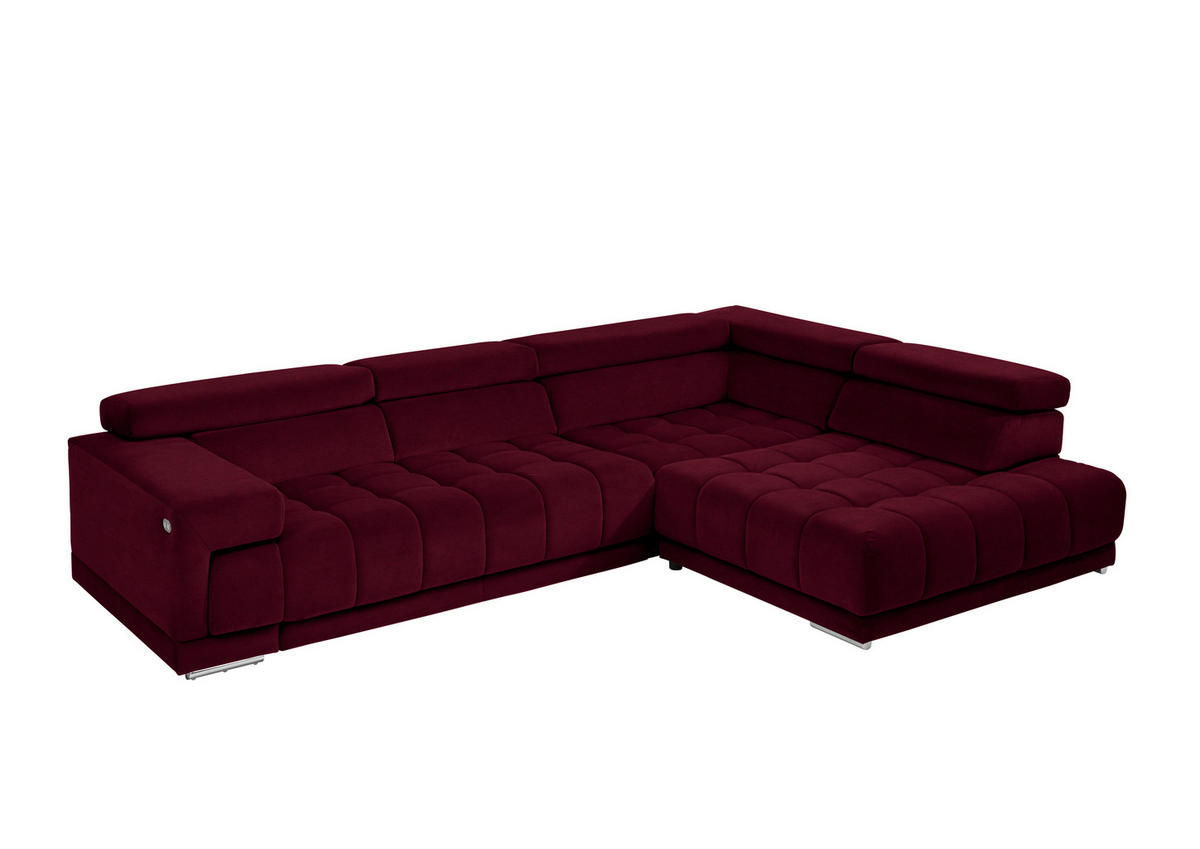 ECKSOFA  in Mikrofaser Beere  326/222 cm  - Chromfarben/Beere, Design, Textil/Metall (326/222cm) - Beldomo Speed