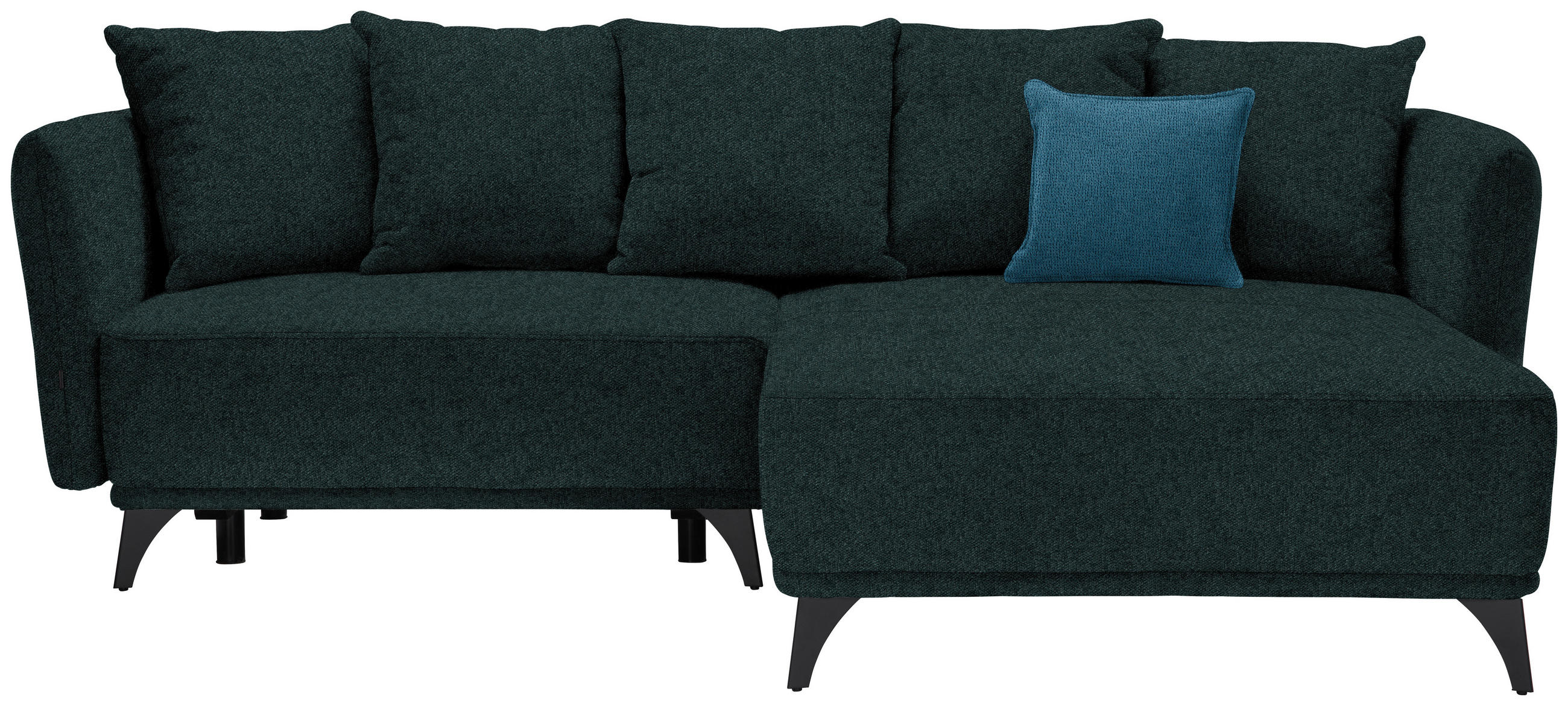 ECKSOFA in Chenille Dunkelgrün  255/172 cm  - Blau/Dunkelgrün, LIFESTYLE, Textil/Metall (255/172cm) - Carryhome