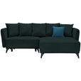 ECKSOFA in Chenille Dunkelgrün  - Blau/Dunkelgrün, LIFESTYLE, Textil/Metall (255/172cm) - Carryhome