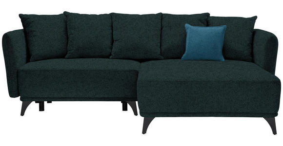 ECKSOFA in Chenille Dunkelgrün  - Blau/Dunkelgrün, LIFESTYLE, Textil/Metall (255/172cm) - Carryhome