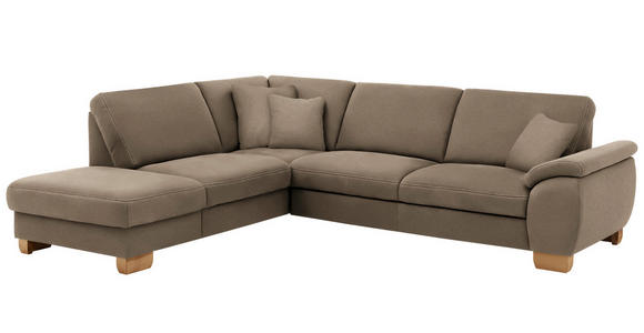 ECKSOFA in Mikrofaser Hellbraun  - Wildeiche/Hellbraun, KONVENTIONELL, Holz/Textil (236/286cm) - Voleo