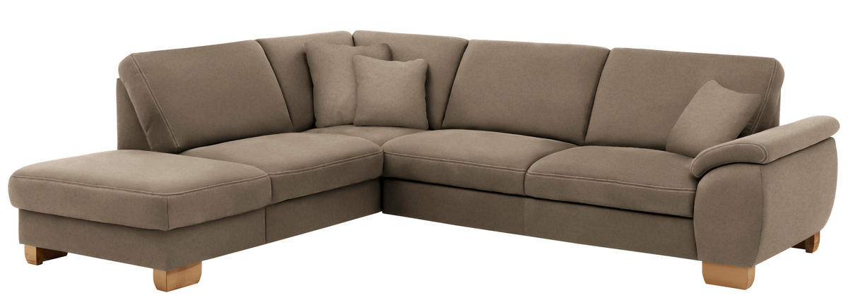 ECKSOFA in Mikrofaser Hellbraun  - Wildeiche/Hellbraun, Konventionell, Holz/Textil (236/286cm) - Voleo