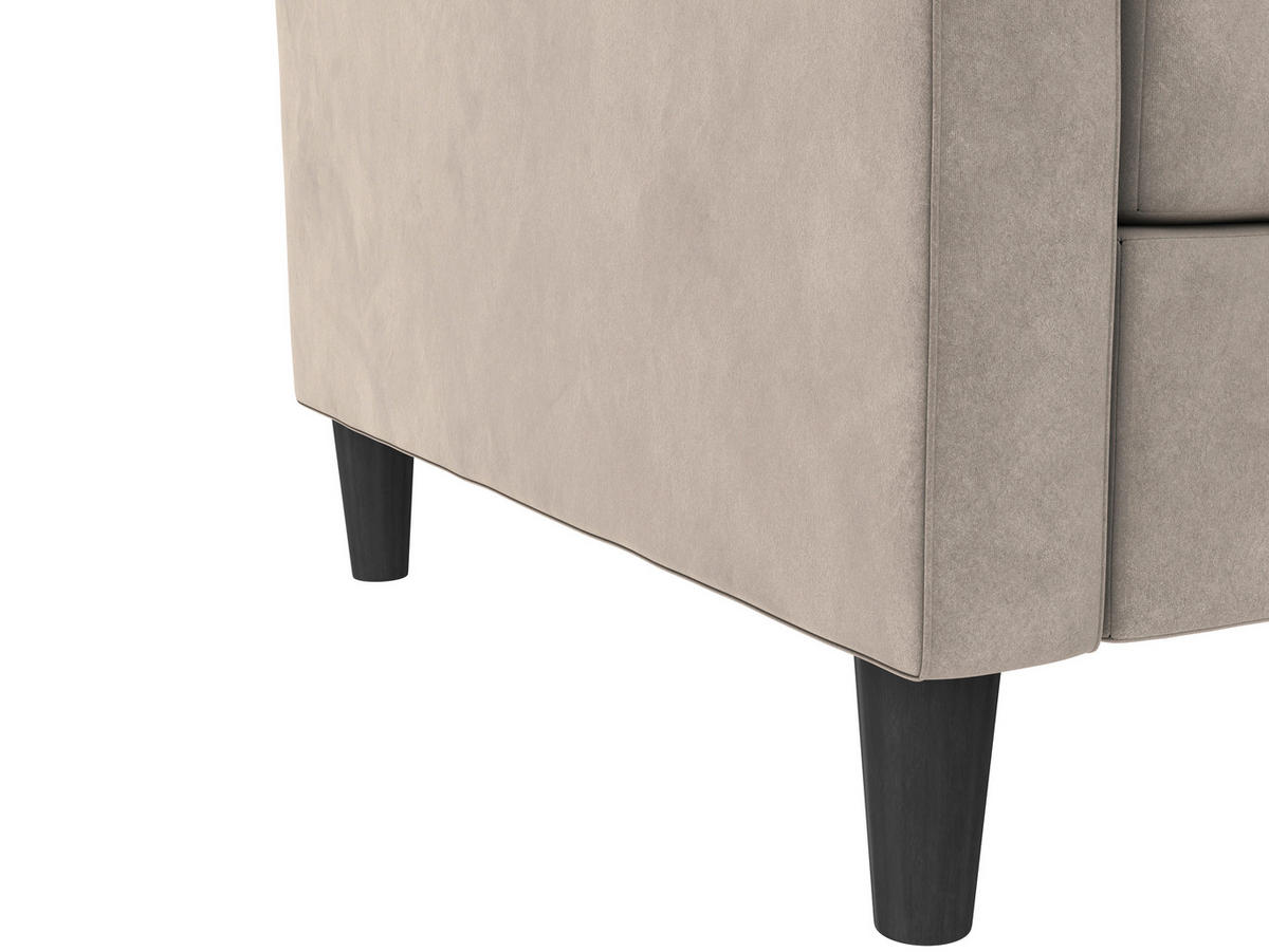 SCHLAFSOFA Velours Taupe  - Taupe/Schwarz, Basics, Kunststoff/Textil (207/86/86cm) - Livetastic