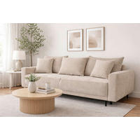 SCHLAFSOFA  in Cord, Samt Beige  - Beige/Schwarz, MODERN, Holz/Textil (232/96/112cm) - MID.YOU