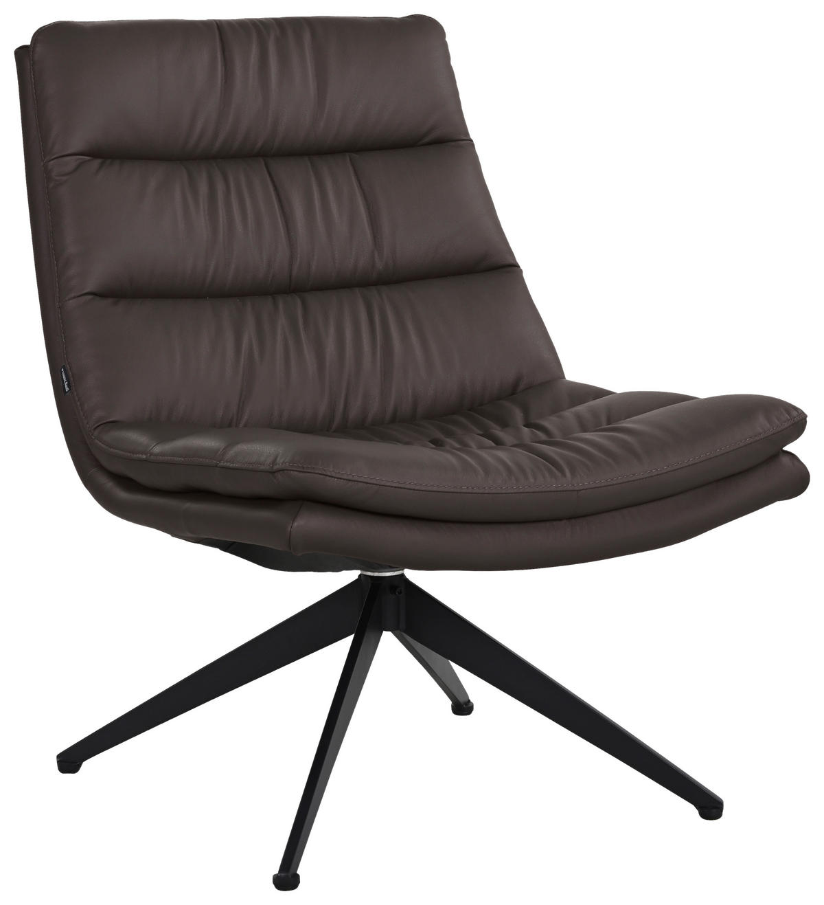 DESIGNSESSEL in Echtleder Braun  - Schwarz/Braun, Design, Leder/Metall (62.5/82/80cm) - Dieter Knoll