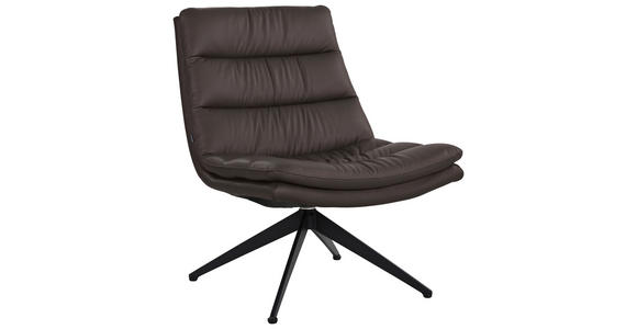 DESIGNSESSEL in Echtleder Braun  - Schwarz/Braun, Design, Leder/Metall (62.5/82/80cm) - Dieter Knoll