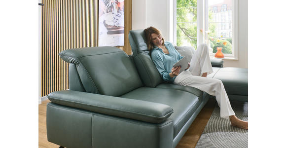 ECKSOFA Dieter Knoll Opal Echtleder  - Opal/Schwarz, Design, Leder/Metall (332/193cm) - Dieter Knoll