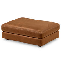HOCKER in Leder Cognac  - Cognac/Beige, Design, Leder/Kunststoff (123/45/93cm) - Livetastic