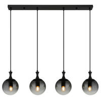 HÄNGELEUCHTE 90/15/130 cm    - Schwarz, Design, Glas/Kunststoff (90/15/130cm) - Globo