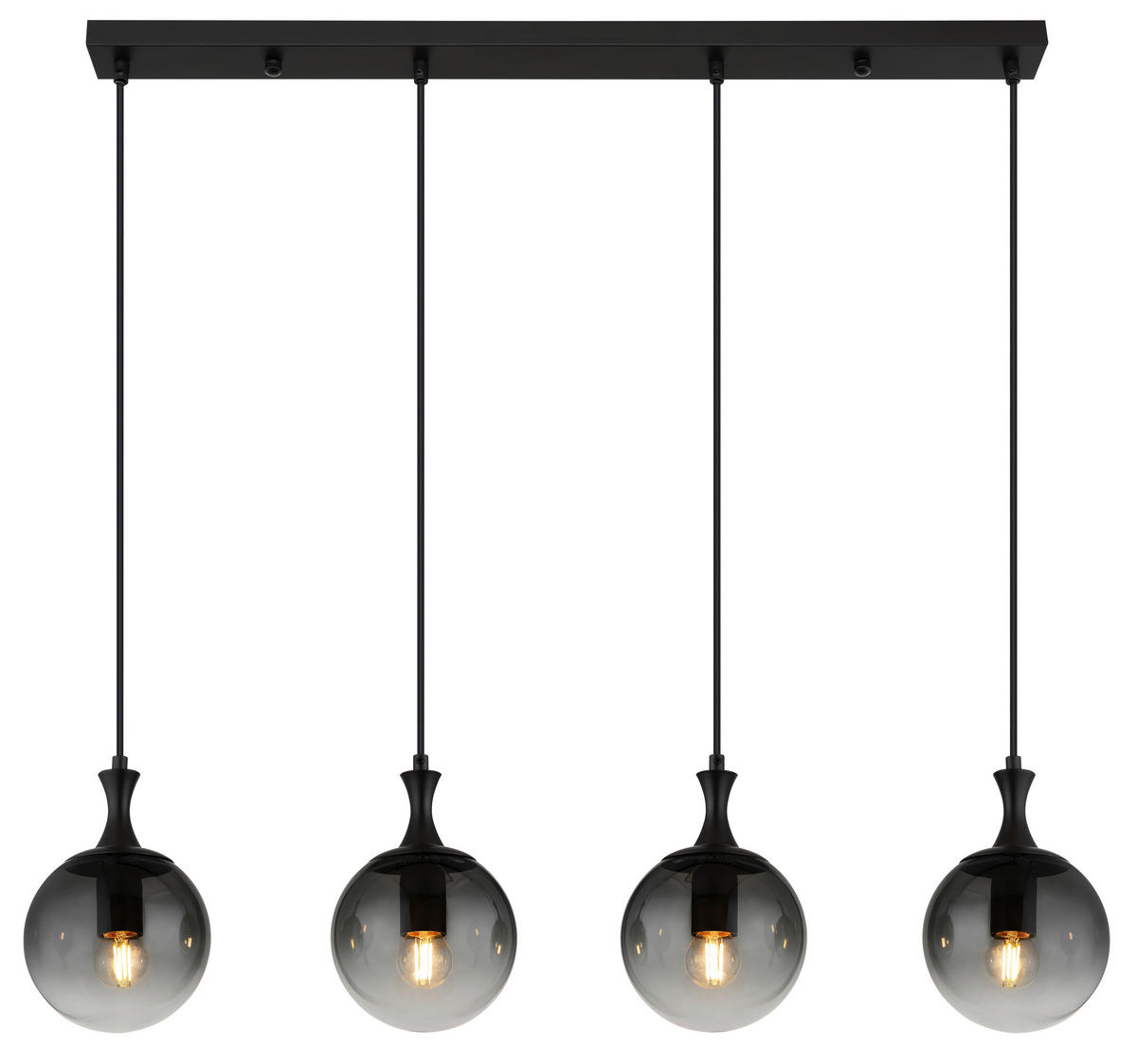 HÄNGELEUCHTE 90/15/130 cm    - Schwarz, Design, Glas/Kunststoff (90/15/130cm) - Globo