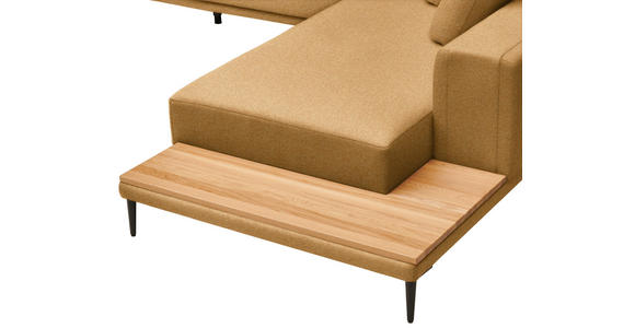 ECKSOFA  in Leinwand Karamell  318/271 cm  - Karamell/Schwarz, Design, Textil/Metall (318/271cm) - Belluti