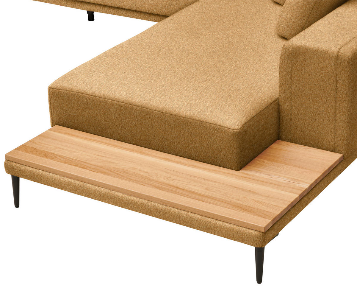 ECKSOFA  in Leinwand Karamell  318/271 cm  - Karamell/Schwarz, Design, Textil/Metall (318/271cm) - Belluti