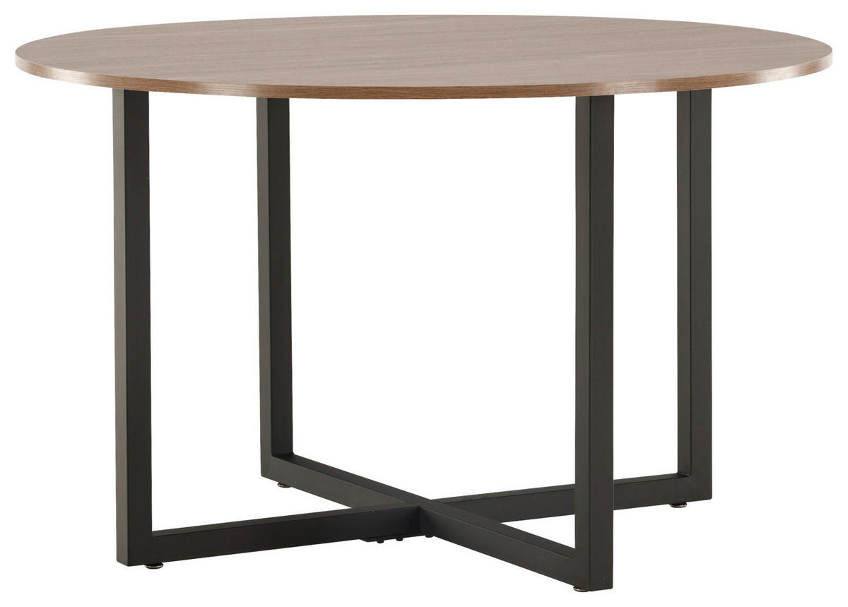 ESSTISCH in Metall, Holzwerkstoff 120/120/75 cm  - Walnussfarben/Schwarz, Design, Holzwerkstoff/Metall (120/120/75cm) - Livetastic