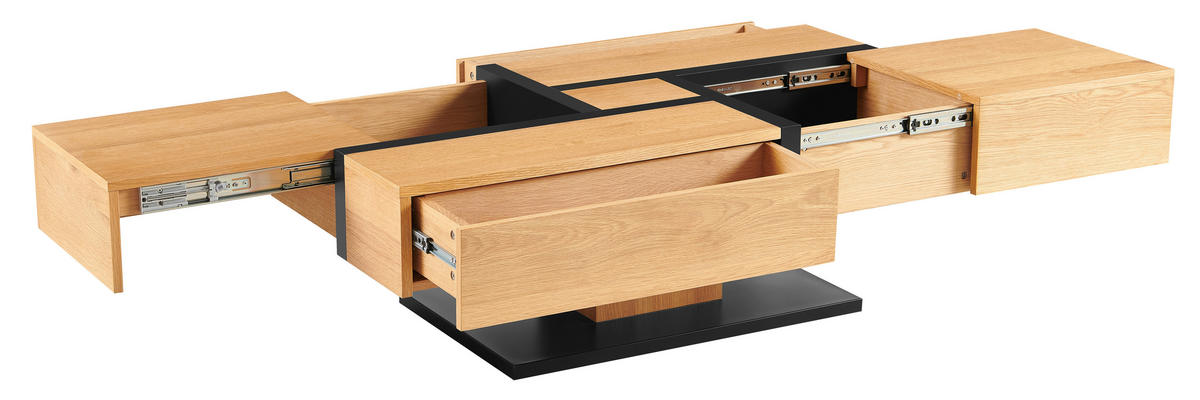 KLUBSKA MIZA, črna, barve hrasta  - črna/barve hrasta, Design, kovina/leseni material (120/65/40cm) - Livetastic