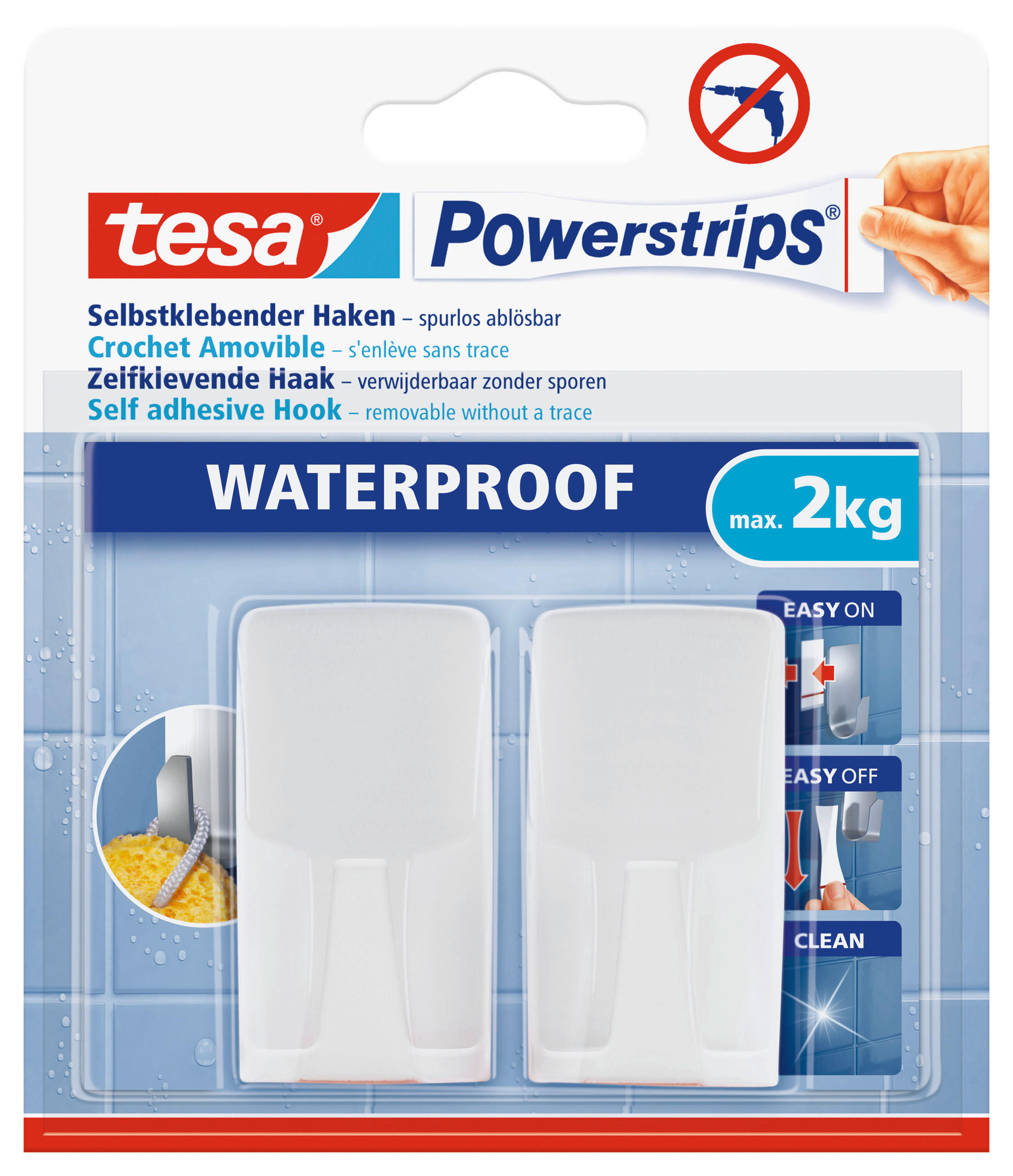 KLEBEHAKEN 2 Stück  in Weiß  - Weiß, Basics, Kunststoff (3,2/6/2cm) - Tesa