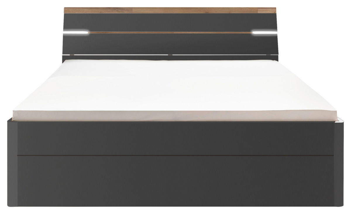 STAURAUMBETT 180/200 cm,  in Eichefarben, Graphitfarben,  - Eichefarben/Schwarz, KONVENTIONELL, Holzwerkstoff/Kunststoff (180/200cm) - MID.YOU