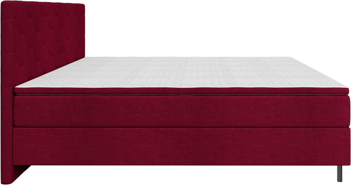 BOXSPRINGBETT 180/200 cm,  in Rot, Matratze, Topper, H2 + H2 = mittel  - Rot/Schwarz, KONVENTIONELL, Textil/Metall (180/200cm) - Chameo