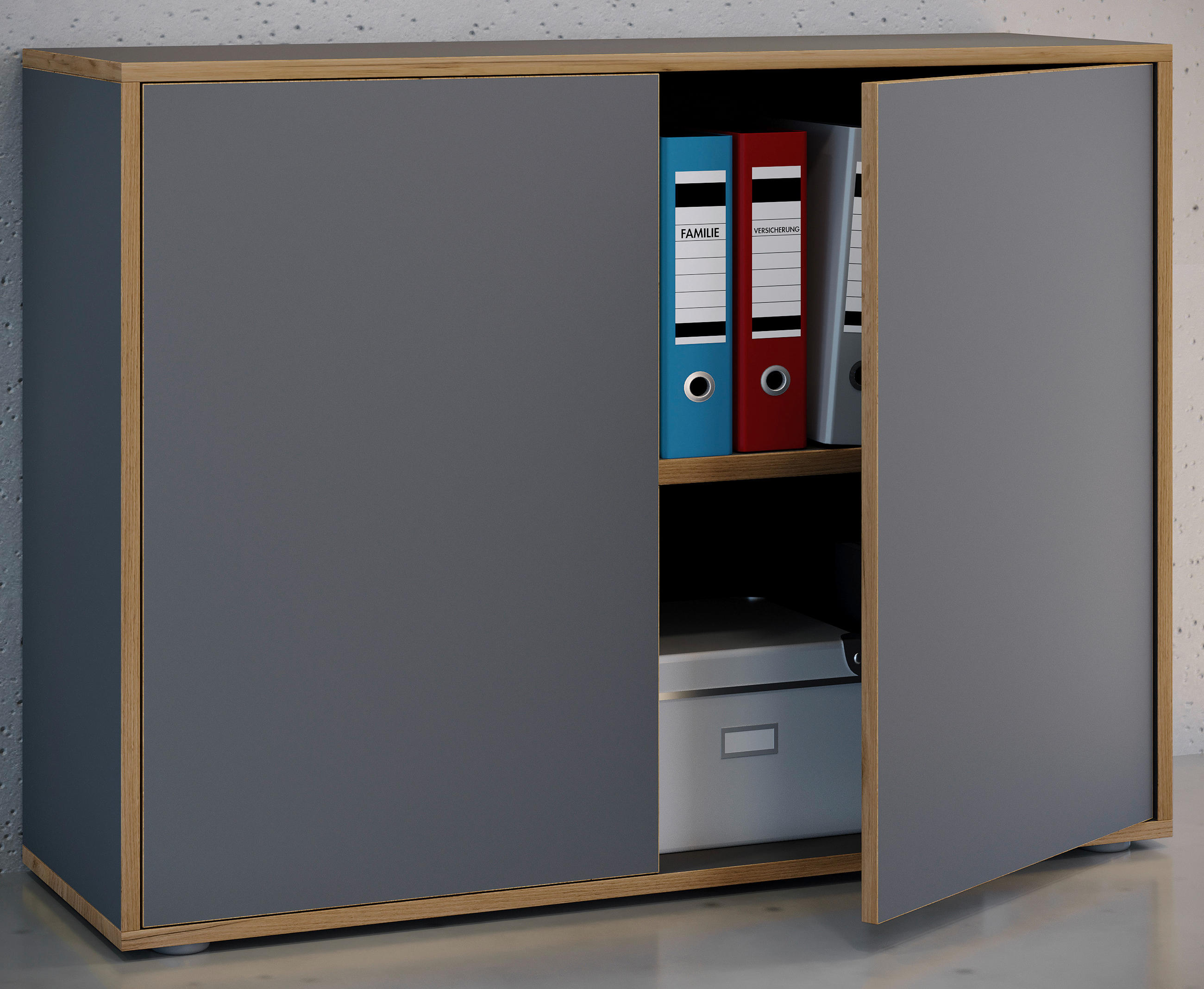 AKTENSCHRANK 100/74/33 cm - Honigeiche/Anthrazit, Design, Holzwerkstoff (100/74/33cm) - MID.YOU