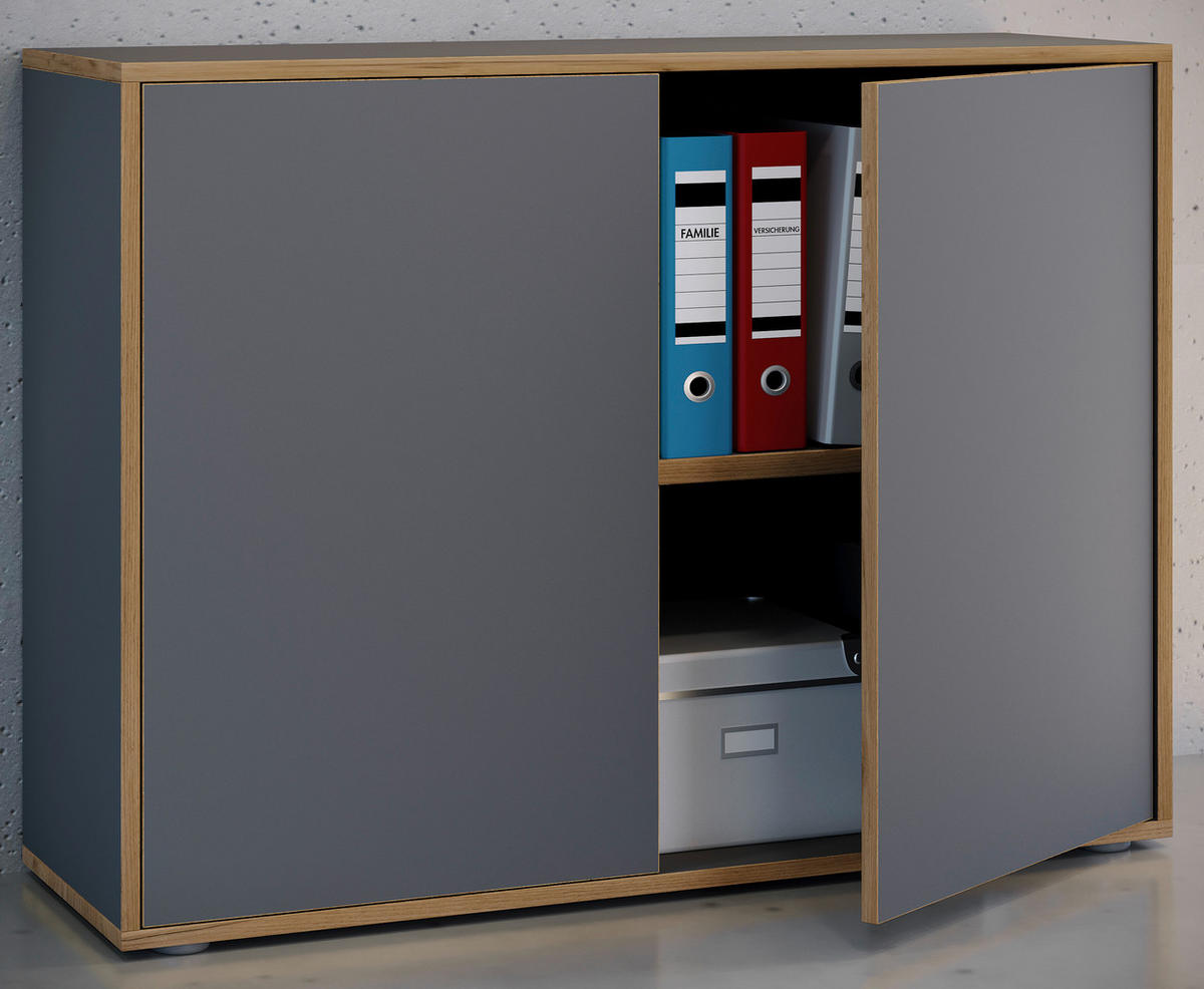 AKTENSCHRANK 100/74/33 cm  - Honigeiche/Anthrazit, Design, Holzwerkstoff (100/74/33cm) - MID.YOU