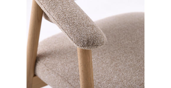 ARMLEHNSTUHL in Flachgewebe - Sandfarben/Eichefarben, KONVENTIONELL, Holz/Textil (63/81/63cm) - Ambia Home