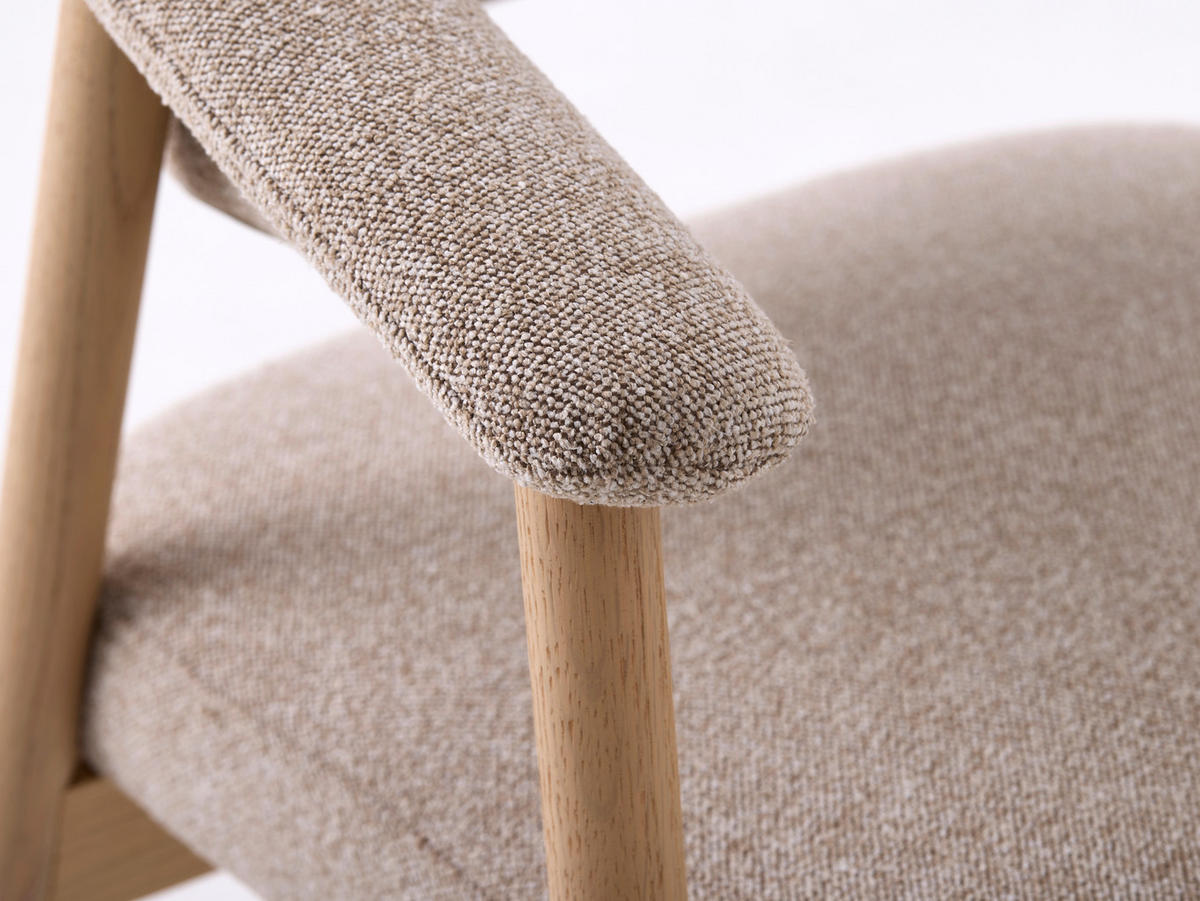 ARMLEHNSTUHL  in Flachgewebe  - Sandfarben/Eichefarben, KONVENTIONELL, Holz/Textil (63/81/63cm) - Ambia Home