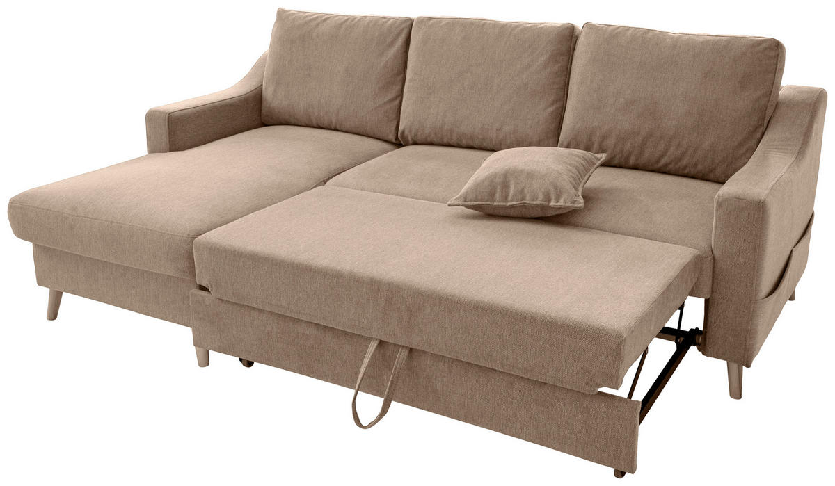 ECKSOFA in Chenille Hellbraun  - Hellbraun/Naturfarben, Modern, Holz/Textil (150/228cm) - Livetastic
